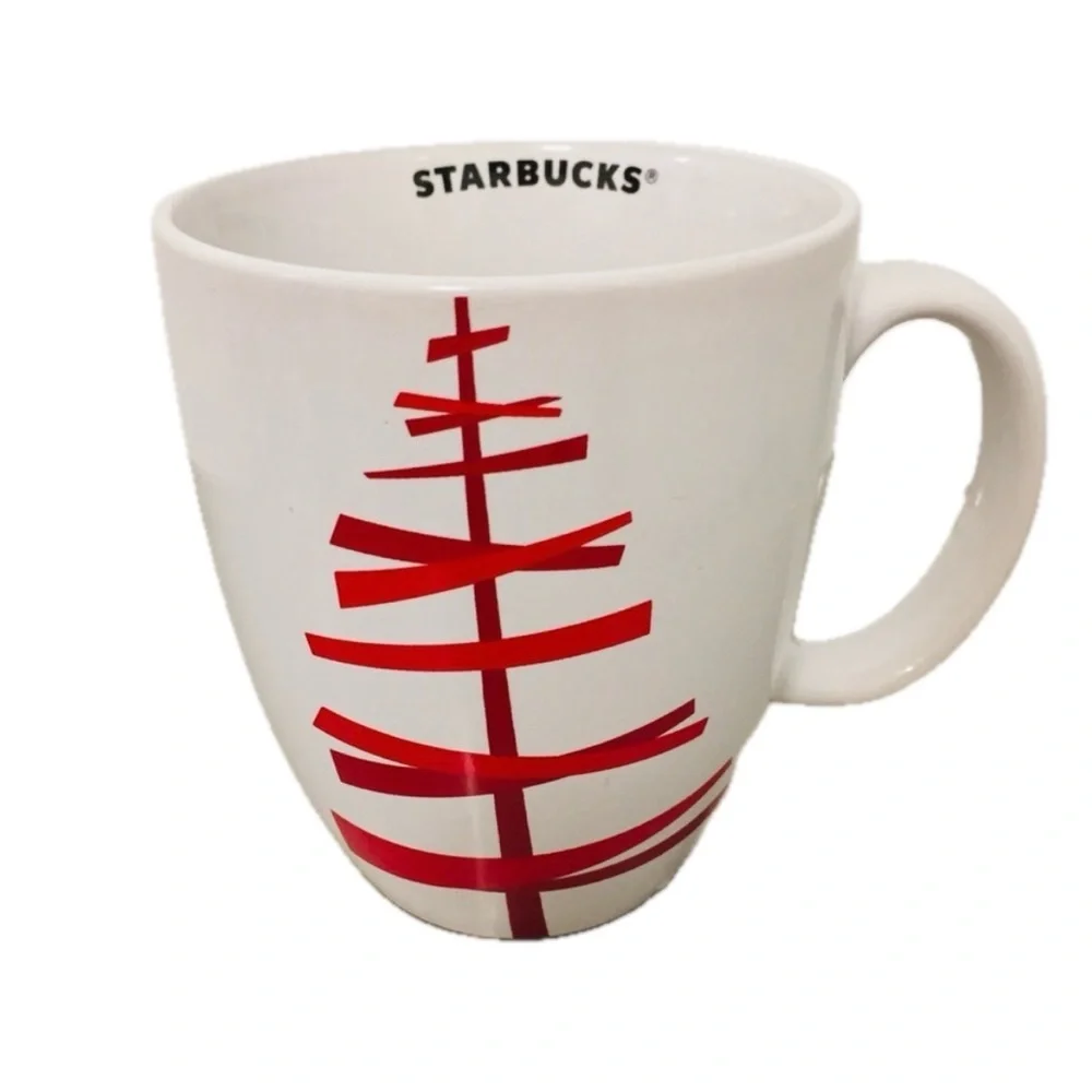Starbucks 2012 Christmas Mug tree red white coffee tea kitchen